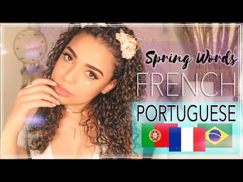 ASMR Spring Words in FRENCH and PORTUGUESE (finger flutters, hand movements)