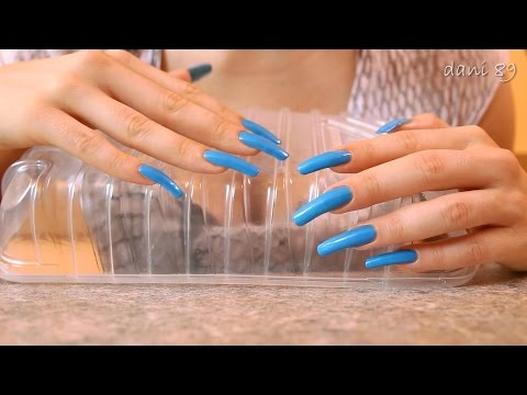 ASMR : tapping&scratching with my Long Natural light blue Nails on plastic