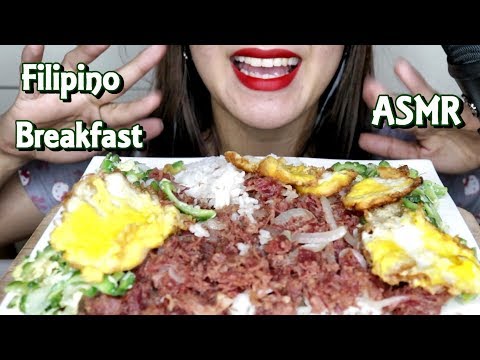 ASMR Filipino Breakfast Corned Beef Eating SOunds No Talking