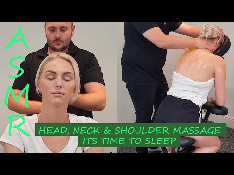 [ASMR] Head, Neck & Shoulder Seated Massage - Its Time to Sleep [No talking][No Music]