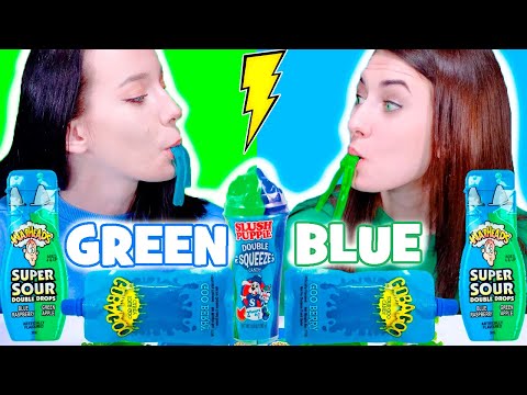 ASMR Eating Blue Candy VS Green Candy Mukbang Race Challenge