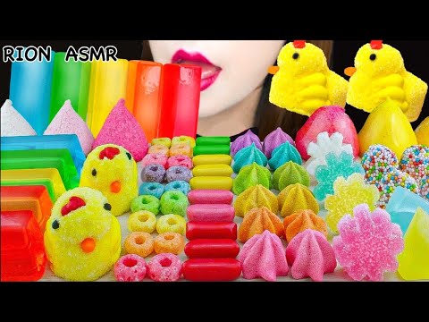 【ASMR】RAINBOW SNACKS💗 HITSCHIES,CHICK MARSHMALLOW,CANDIED MARSHMALLOW MUKBANG 먹방 EATING SOUNDS