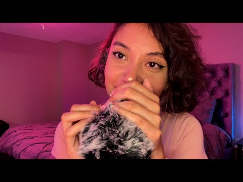 ASMR ~ Close, Slow Whispers and Mic Fluffy Scratching