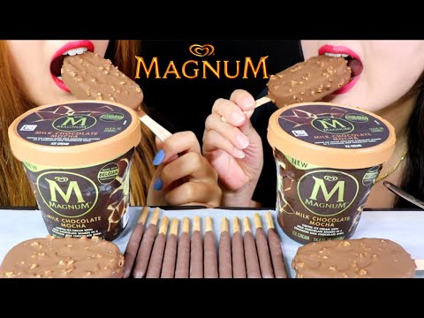 ASMR MOCHA MAGNUM ICE CREAM + COFFEE HAAGEN DAZS ICE CREAM + TIRAMISU POCKY 리얼사운드 먹방 | Kim&Liz ASMR