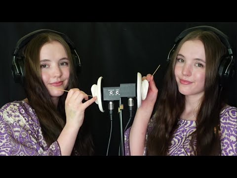 ASMR Twin Mouth sounds and fluffy ear cleaners 😴