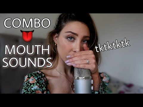 ASMR COMBO MOUTH SOUNDS WET AND DRY 👅 GLASS TAPPING AND LIPGLOSS