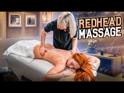 RELAXING ASMR MASSAGE WITH BAMBOO BROOMS FOR REDHEAD GIRL