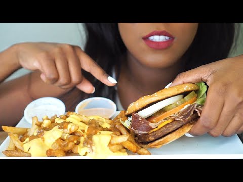 ASMR Eating: CHILI CHEESE FRIES & BACON CHEESEBURGER | Vegan Fast Food (Doomie's Home Cookin')
