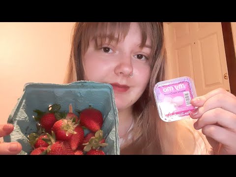 ASMR- Eating Mochi and Strawberries + Rambling