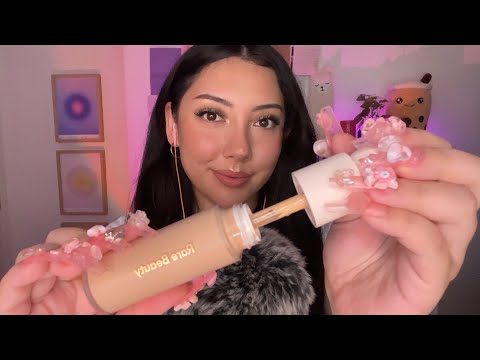 ASMR get ready with me with new products! Trying Rare Beauty and O/S 💄💅💗🌈