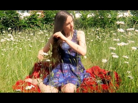 Combing Wet Long Hair With Nature Sounds Outside - ASMR