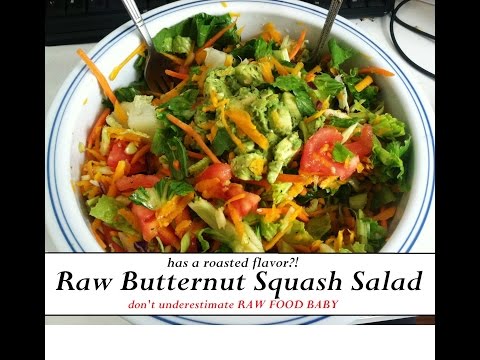 RAW Butternut Squash Salad W. Basil Avocado Lemon Dressing!!