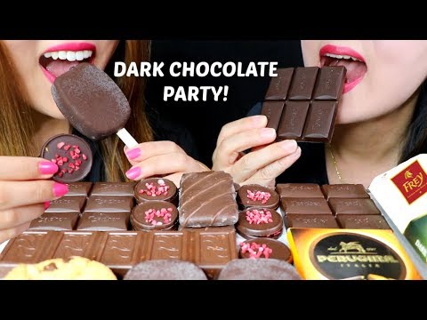 ASMR DARK CHOCOLATE PARTY (ICE CREAM BARS, COOKIES) 초콜릿 리얼사운드 먹방 チョコレートcoklat चॉकलेट | Kim&Liz ASMR