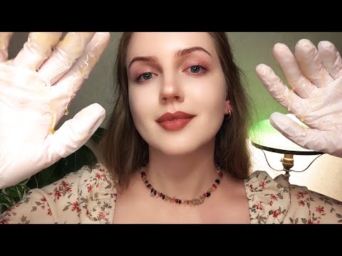 ASMR Face and Neck Honey Massage in Gloves. Personal Attention