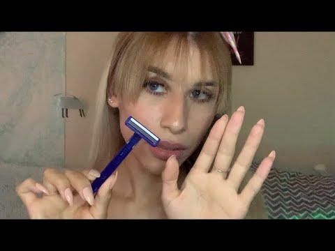 ASMR Girlfriend shaves your beard Roleplay🧔 🪒  trim , close up personal attention