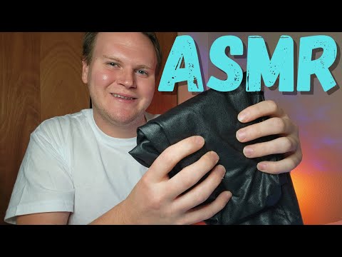 ASMR Faux Leather Trousers Sounds W/ Repeating Word Leather (Tapping, Fabric Scratching, Try-On)