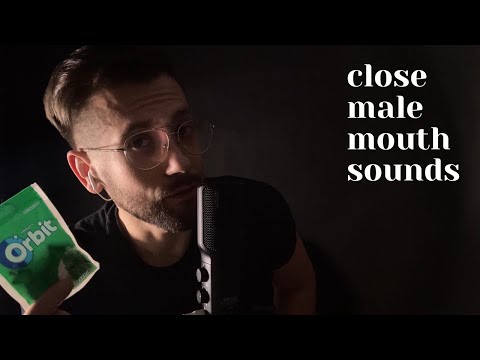 ASMR GUM CHEWING & hand movements * male close MOUTH SOUNDS