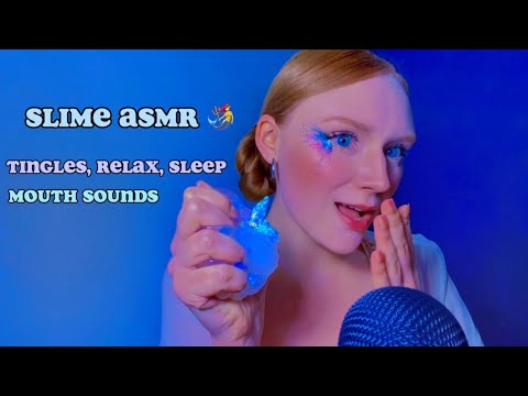 SLIME ASMR 🧜‍♀️ so many tingles💙 mouth sounds 🌊