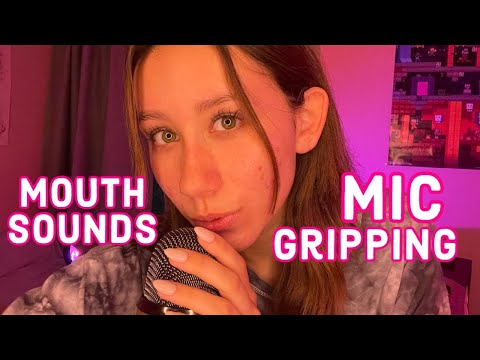 ASMR | mic gripping with mouth sounds (100% sensitivity)