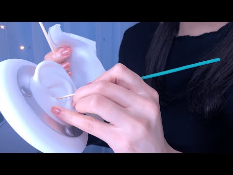 ASMR Realistic Ear Cleaning to Fall Asleep 😴 whispering, ear blowing [3Dio] / 耳かき