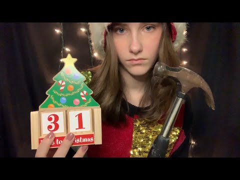 ASMR// Rude Employee Helps You Make a Christmas Craft// Tapping+ Whispering+ Stickers//