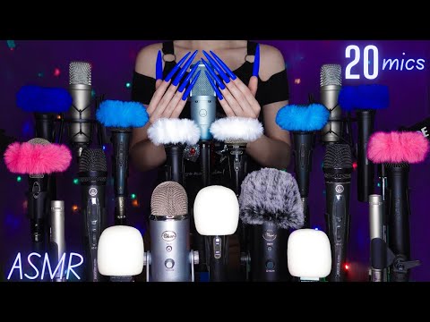 ASMR Mic Scratching with 20 DIFFERENT MICS🎤, Mic Covers & CLAWS! 😮 No Talking for Sleep 1 HOUR - 4K