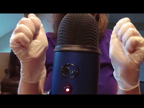 ASMR Assorted Gloves with Oil.  Latex, Rubber, Leather, etc. Blue Yeti