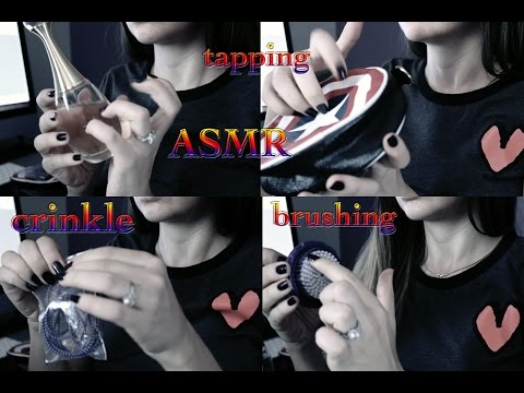 ASMR tapping, crinkle and brush sounds (normal speed )