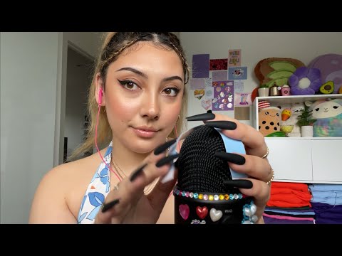 ASMR wig tape on the microphone! 💚😝 ~aggressive experimental asmr?~ | Whispered