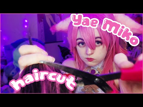 【ASMR】Shrine Maiden cuts your hair ✿ Rain ambience, personal attention ┃ Yae Miko RP