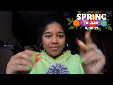 ASMR- SPRING TRIGGER WORDS (Mouth Sounds, Hand Movements, Word Repetition) 🍀
