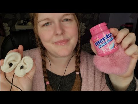 ASMR | Fluffy Heart On Ears, Chewing Gum, Mouth Sounds, Whispering.
