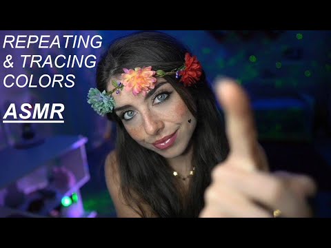 ASMR|✨REPEATING & TRACING COLORS ✨ (Soothing and slow whisper, crispy mouth sounds)