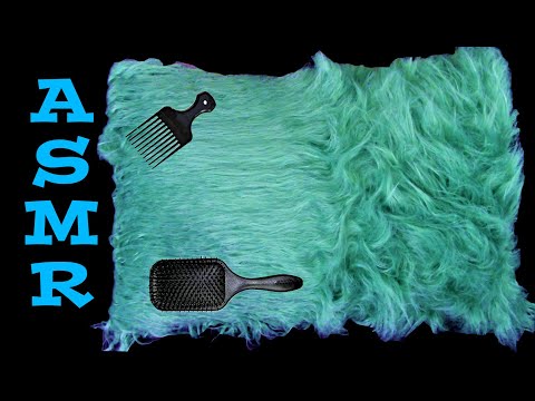 ASMR: Combing, Brushing and De-tangling a furry green pillow. (No talking)