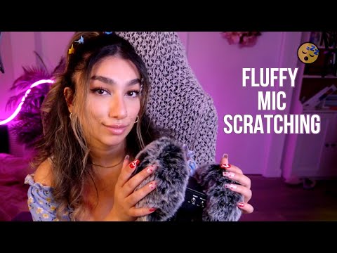 ASMR | Fluffy Mic Scratching with Face Tracing & Plucking (minimal echo)