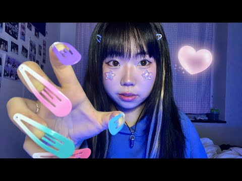 ASMR| Face Touching with Clips as Nails💅 (real camera touching)
