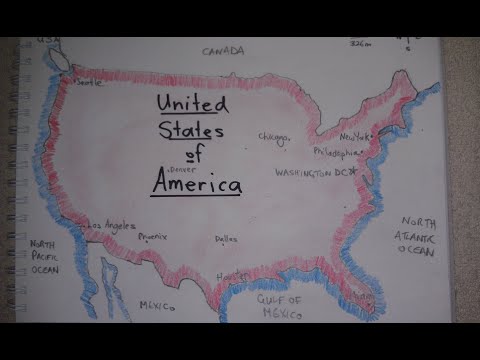 ASMR - Map of USA (America) -Australian Accent -Chewing Gum, Drawing & Describing in a Quiet Whisper