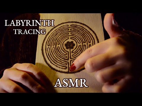 ASMR Labyrinth of Chartres - labyrinth tracing with finger - wood sounds, scratching