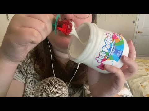 ASMR Wet and Sticky Mouth Sounds | Marshmallow Fluff + Ring Lollipop