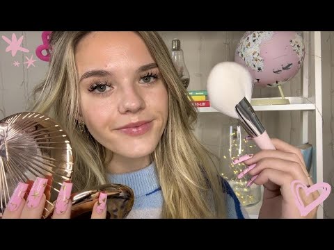 ASMR Doing Your Makeup In The Back Of Class ✏️💕 (long nail tingles)