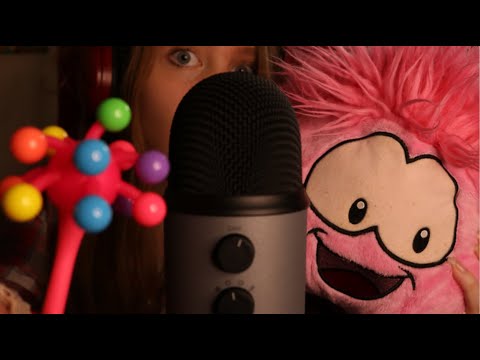 ASMR Perfectly Pink Triggers (new mic) tapping, hair brushing, sponges and clicking