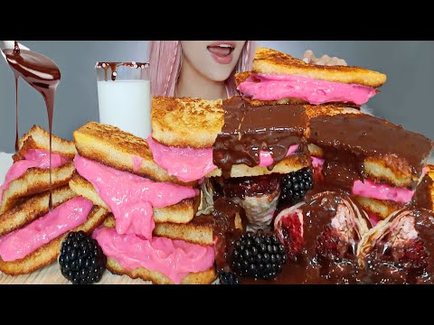 ASMR Barbie FRENCH TOAST with PUDDING & CHOCOLATE, Crepes |  SANDWICH Mukbang (Eating sounds)