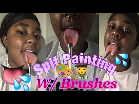 ASMR Spit Painting W/ Brushes 👩‍🎨🎨💦 #asmr #spitpainting #mouthsounds  #mouthsoundsasmr