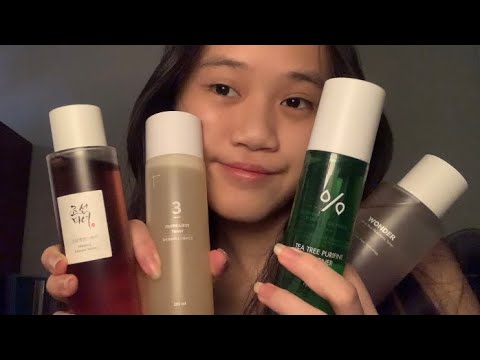 ASMR TRYING THE 7 SKIN METHOD ROUTINE ( skin sounds - ft. YesStyle )