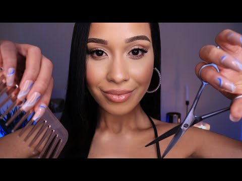 ASMR Extremely TINGLY Haircut 💤 Scalp massage, Hair wash With Real Hair & Layered sounds Roleplay
