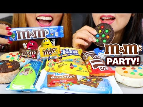 ASMR M&M's CHOCOLATE PARTY (ICE CREAM, BROWNIES, COOKIES) | Kim&Liz ASMR
