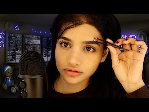 ASMR Chewing Gum While Plucking My Eyebrows