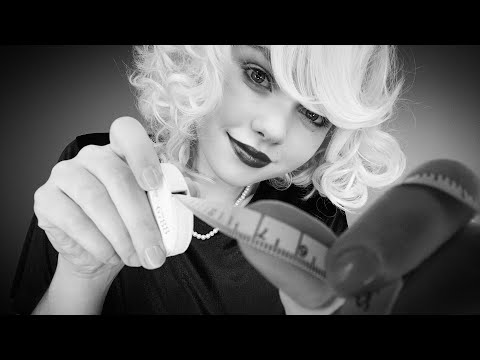 1950’s ASMR Measuring You • Up Close Personal Attention 🖤 Inaudible Whispers & Writing Sounds