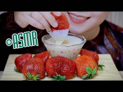 ASMR eating Fan shaped strawberry of Japanese , EATING SOUNDS | LINH-ASMR
