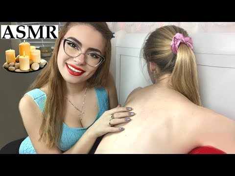 ASMR BACK MASSAGE ❤ ~ Hair Brushing, Oil & Scratching ~